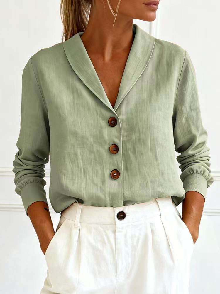 Women's Peter Pan Collar Button-Up Shirt – 6 Colors S–3XL