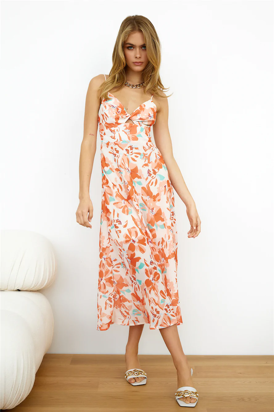 Women Spring Summer New Bohemia Holiday Print Kink Sling Dress