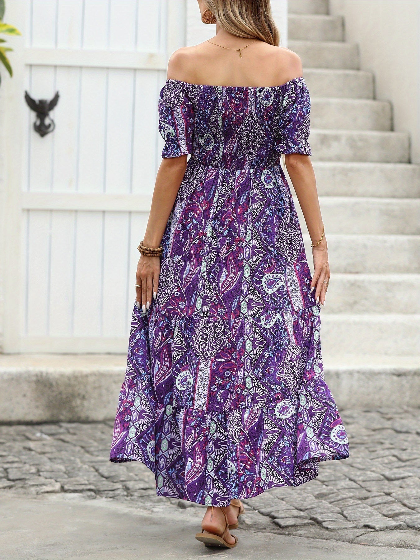 Women’s Paisley One‑Shoulder Maxi Dress