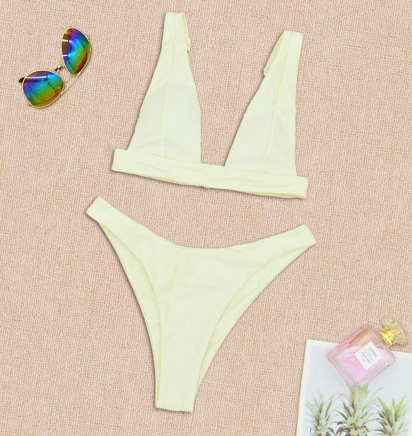 Sexy Push Up Solid Color Split Bikini Swimming Women Bikini
