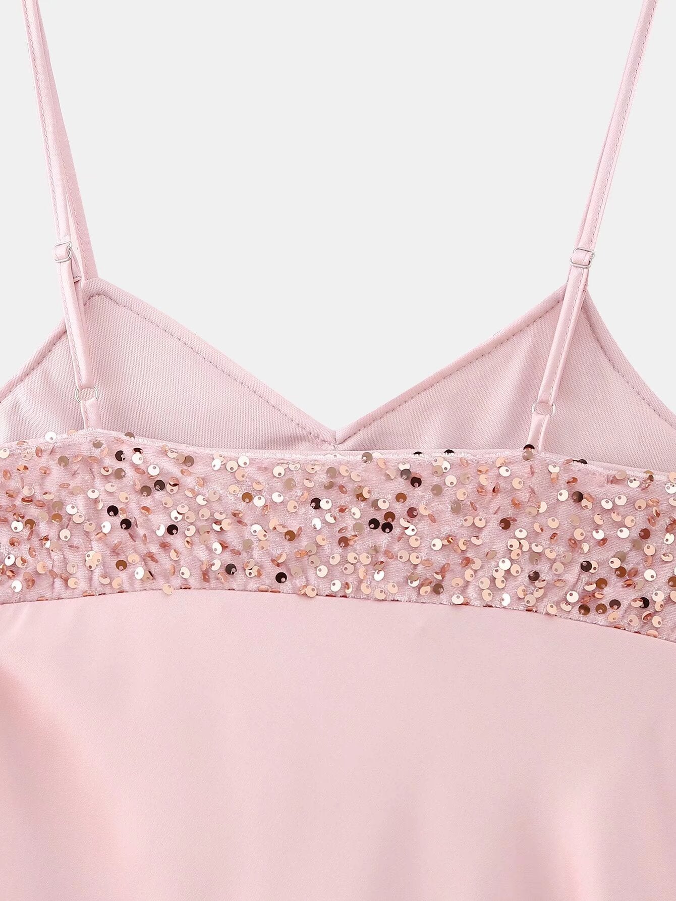 Women Summer Sequined Decorative Short Strap Dress
