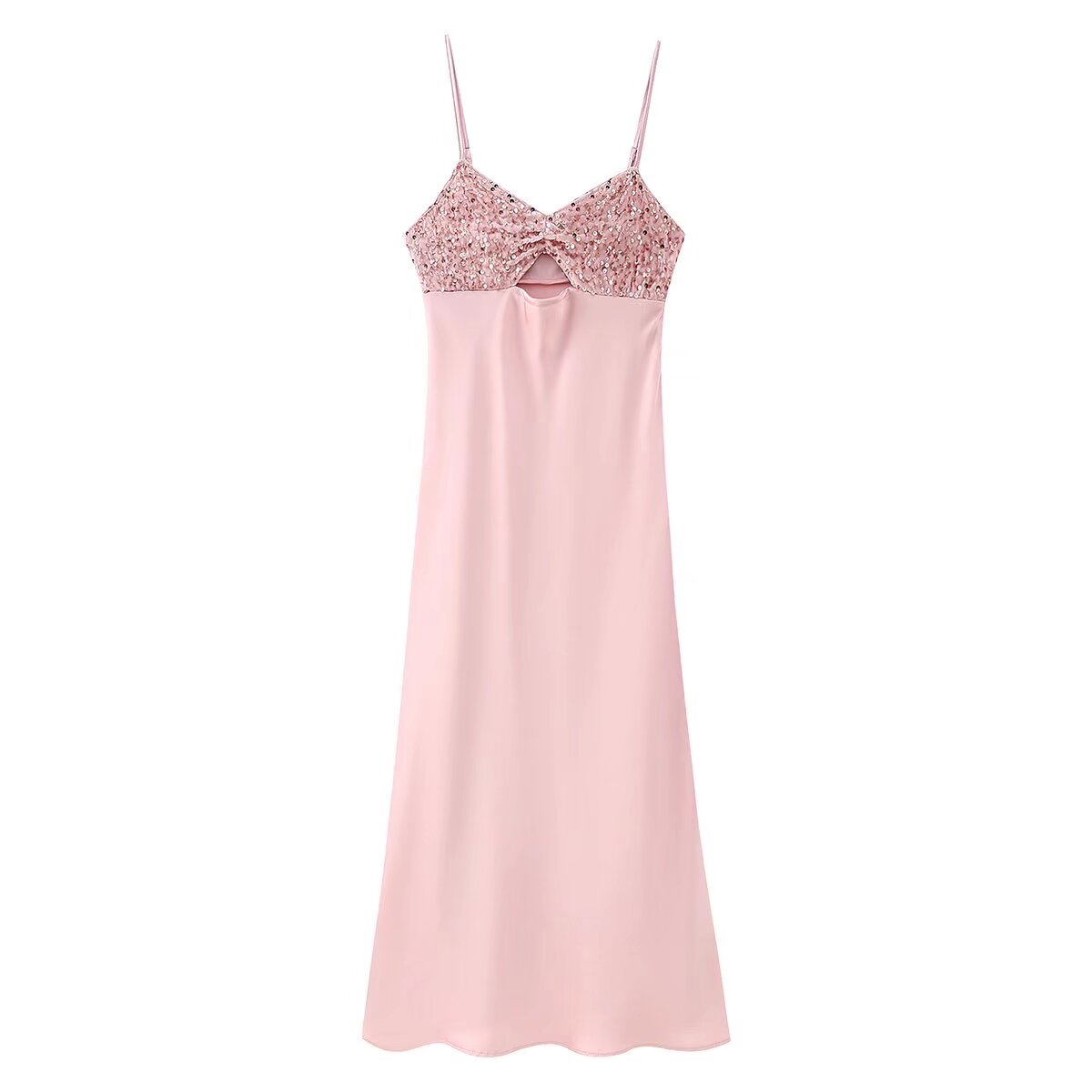 Women Summer Sequined Decorative Short Strap Dress