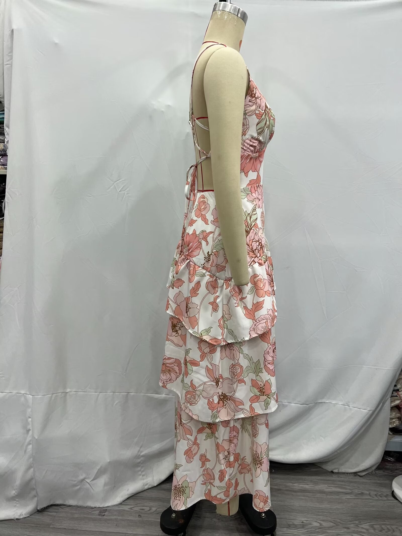 Summer Women Clothing Printed Asymmetric Tiered Dress