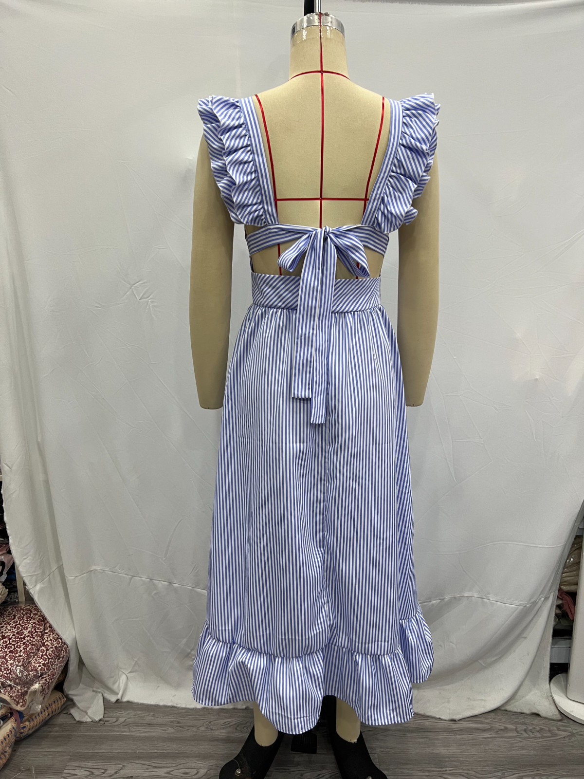 Spring Flounce Oversized Plaid Sleeveless Dress