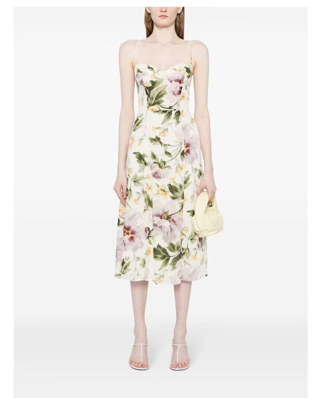 Summer French Vintage Floral Printed High Waist Sexy Side Split Hem Sling Dress