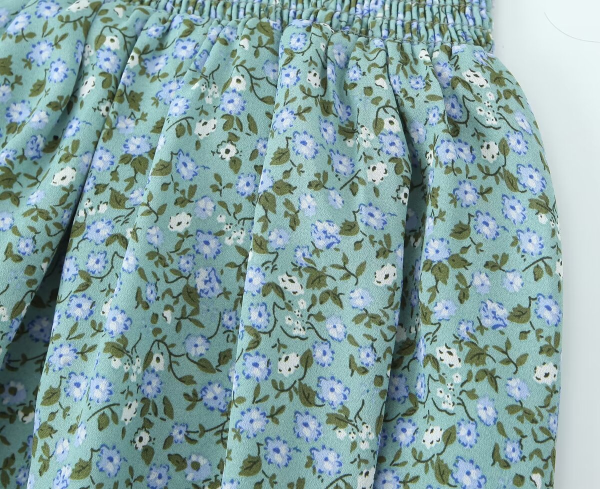 Summer Pastoral Fresh Slim Fit Tied Printing Slip Dress Women