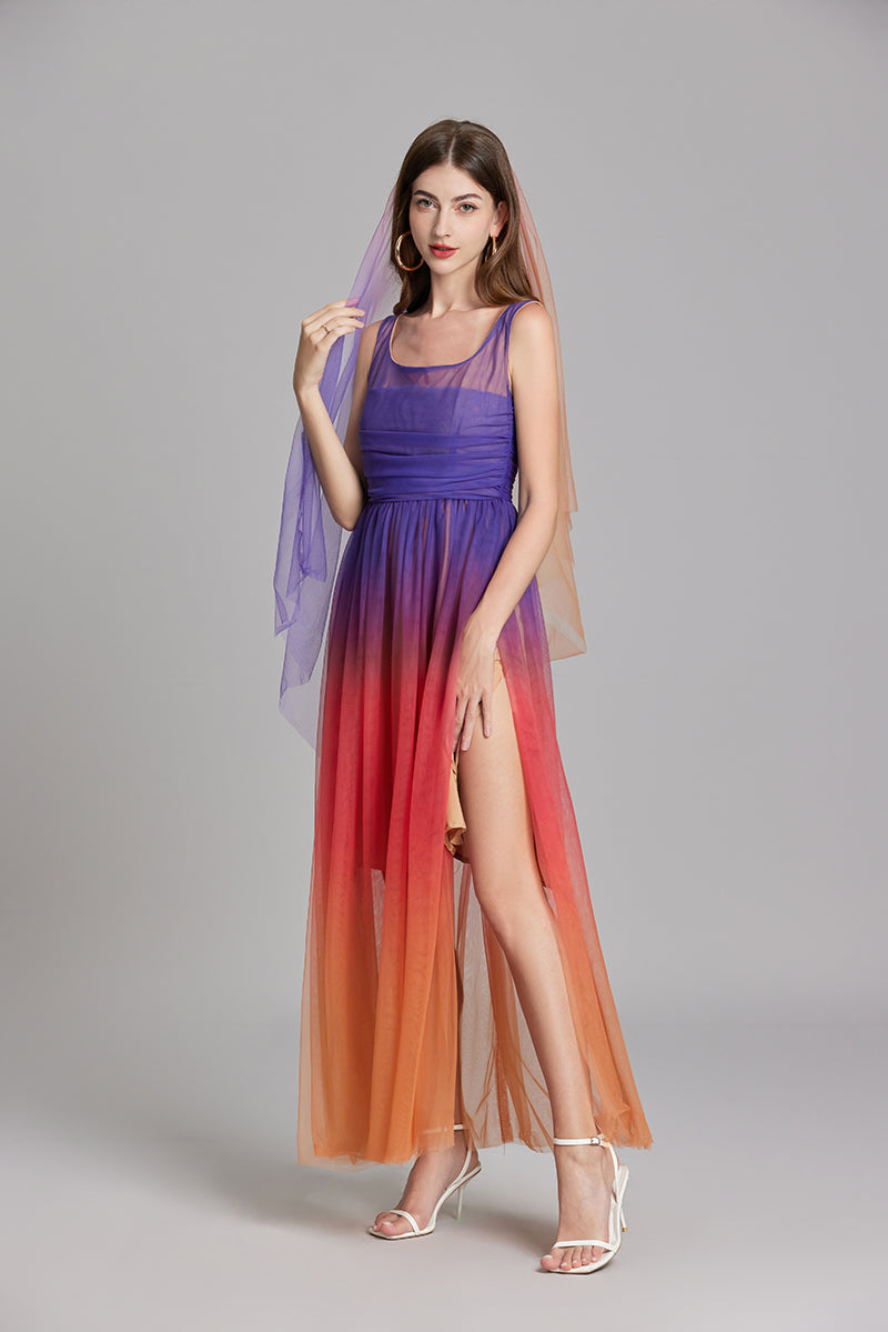 Women Summer Ombre Sleeveless A Line Maxi Dress
