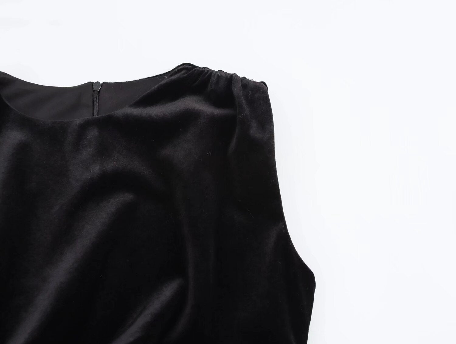 Spring Women Elegant Velvet Texture Pleated Midi Dress