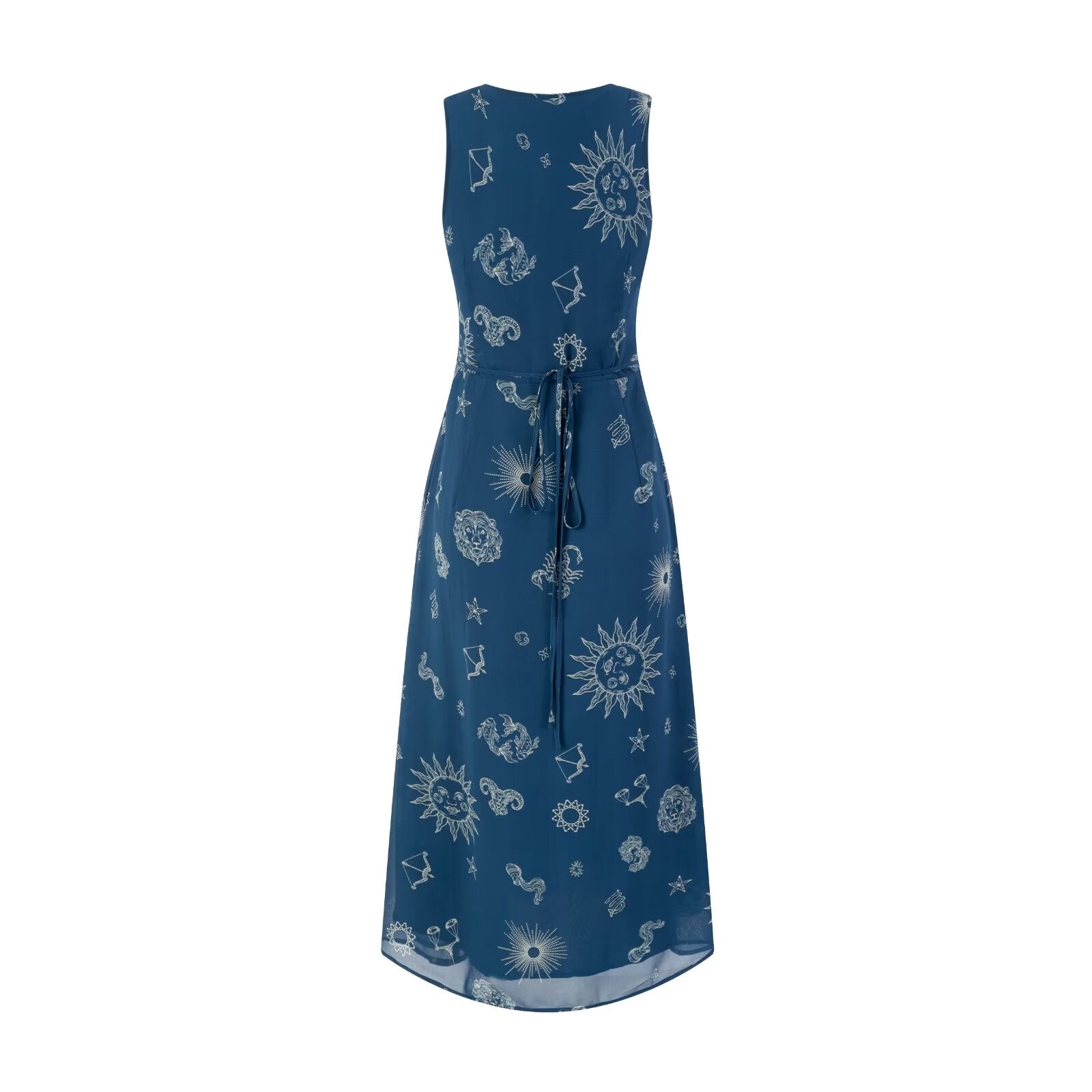 Retro Vacation Deep V Plunge neck Sleeveless Vest Dress Chest Lace Stitching Printing Waist Controlled Lace up Dress