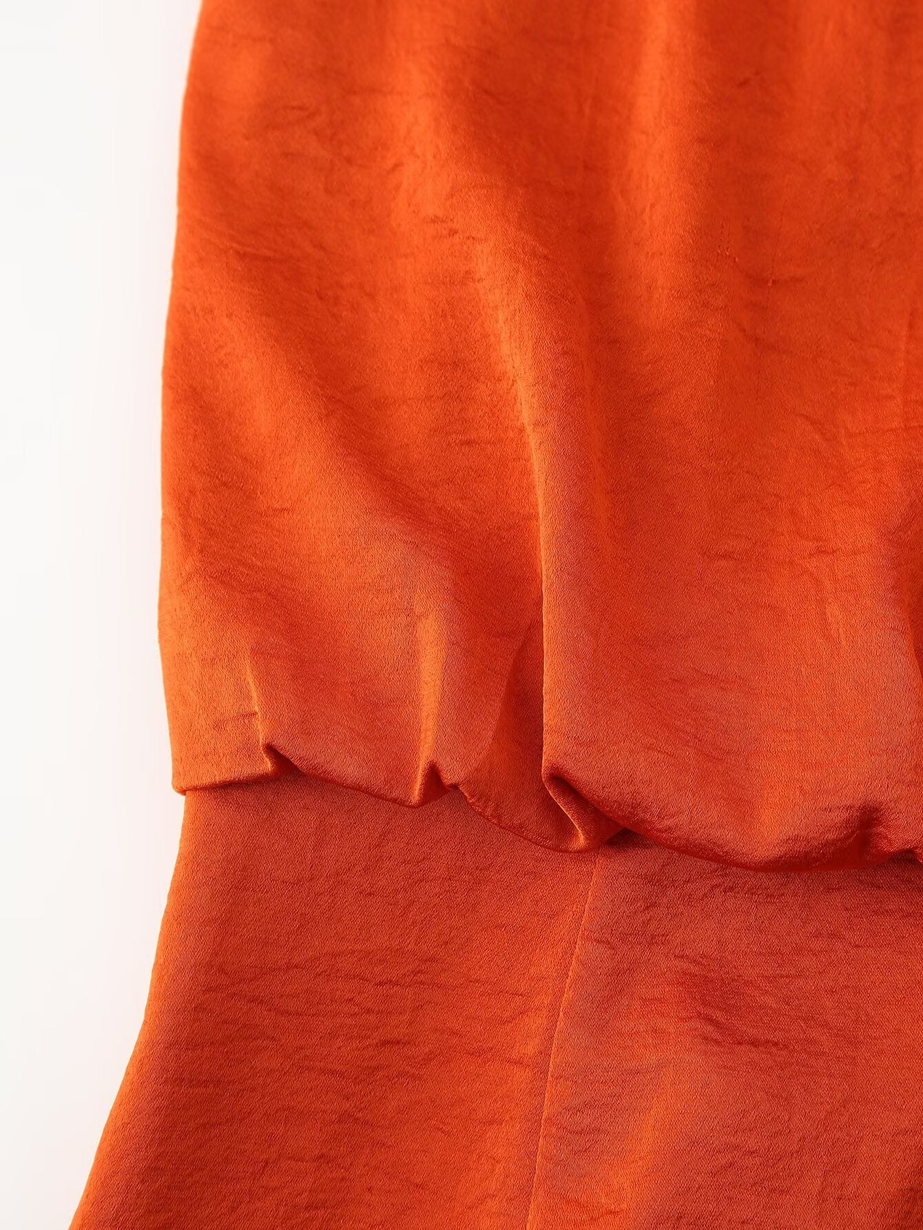 Spring Women Clothing Pleated Decorative Silk Satin Texture Dress