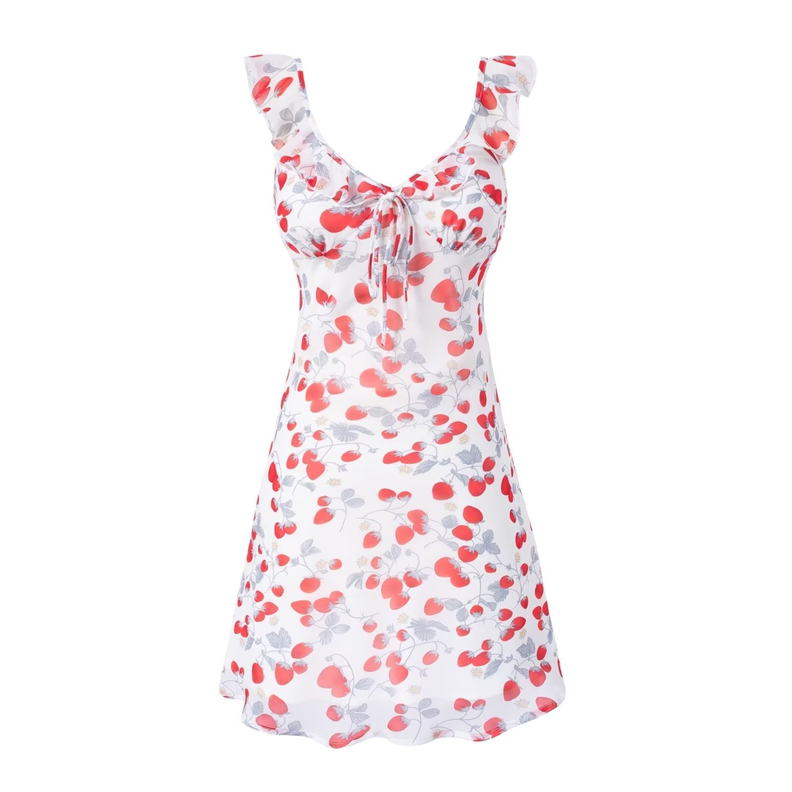 Spring Vacation Summer Cool Casual Floral Printing White Background Short Women Dress