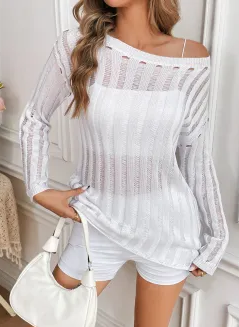 Hollow Out Cutout Sweater Loose Bikini Seaside Vacation Beach Dress Sun Protective Blouse