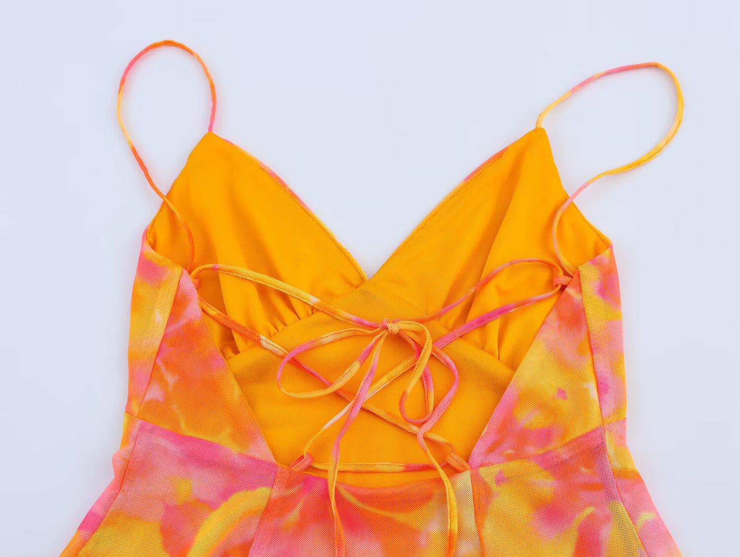 Women lothing Printed Silk Net V neck Sling Short Dress