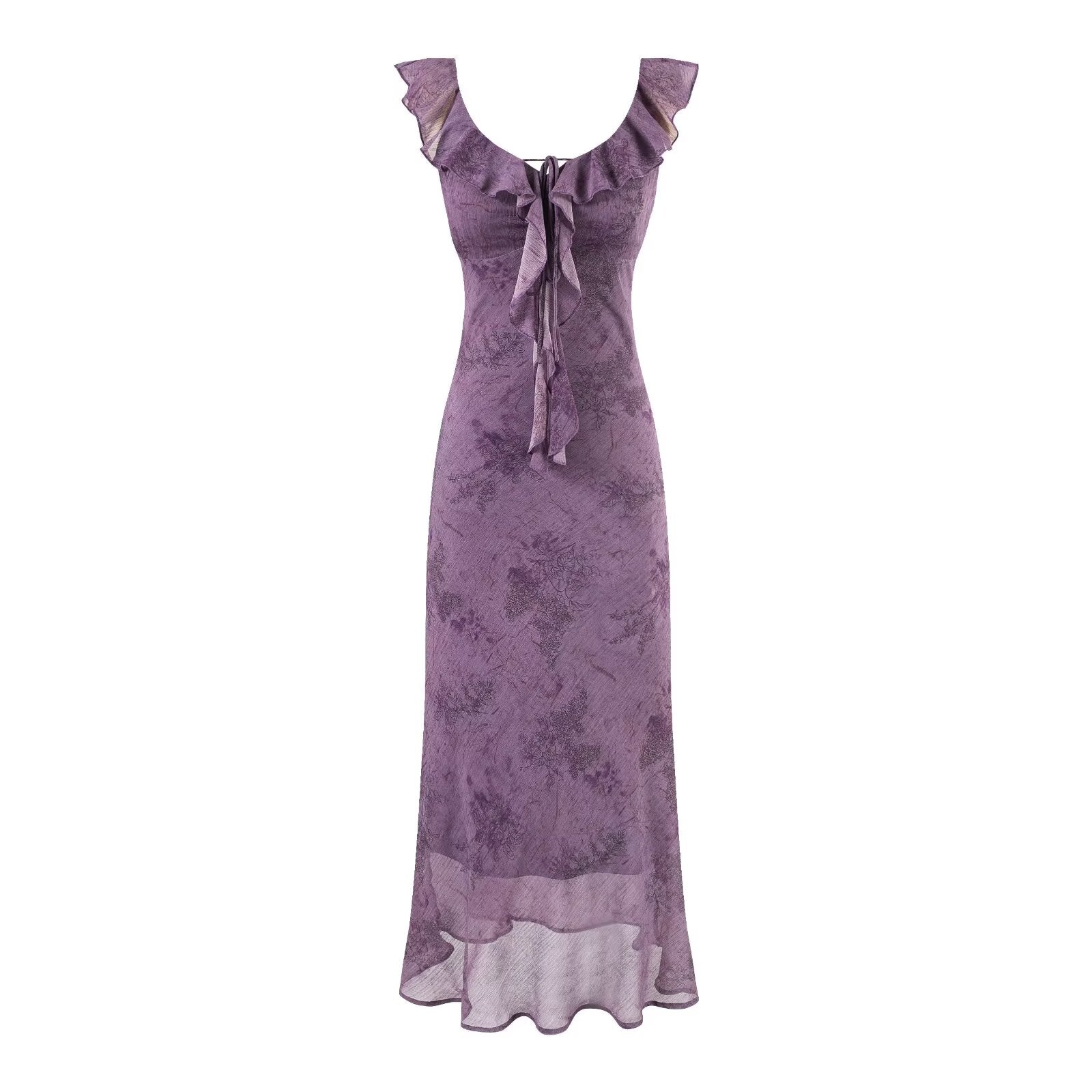 Summer Adult Lady like Woman Sexy Purple Printed Sexy Sheath Dress