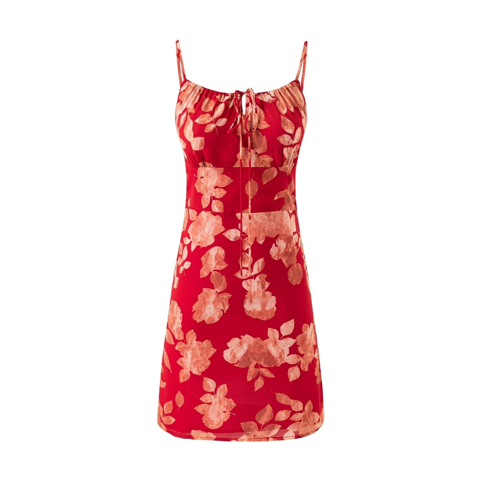 Summer Retro Vacation Casual Drawstring Strap Suspender Dress