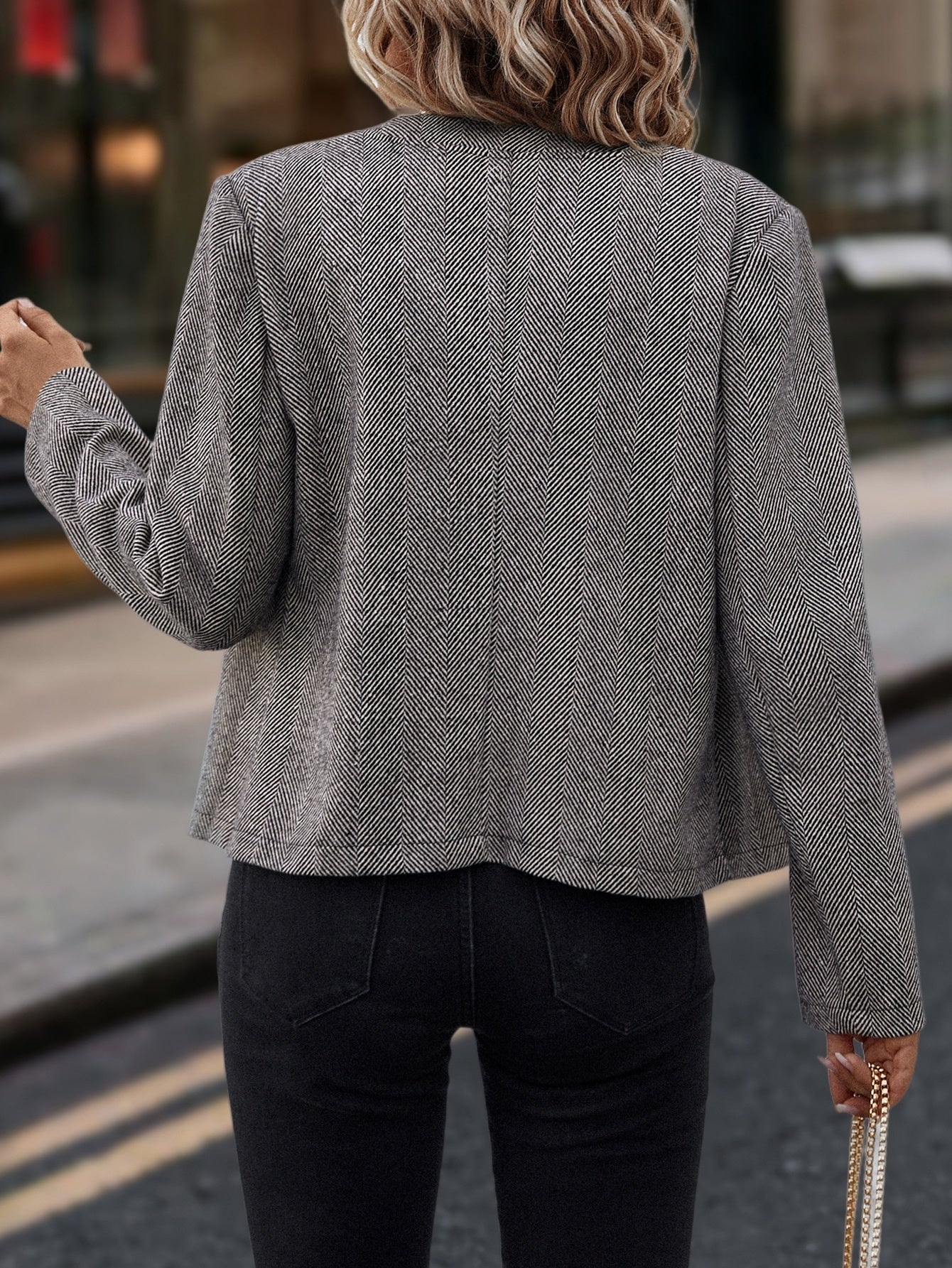Women's Herringbone Double-Breasted Slim Jacket