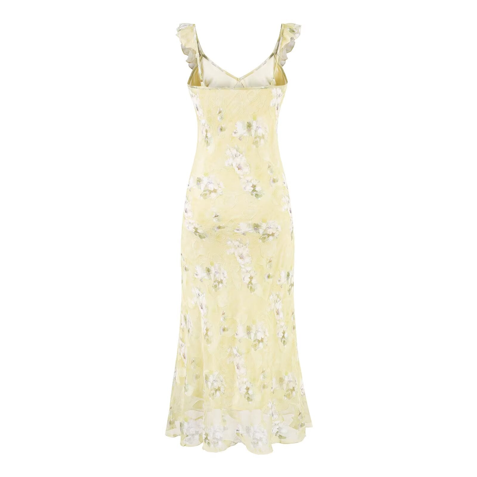 Summer Sexy V neck Flounce Chest Strap Small Floral Dress