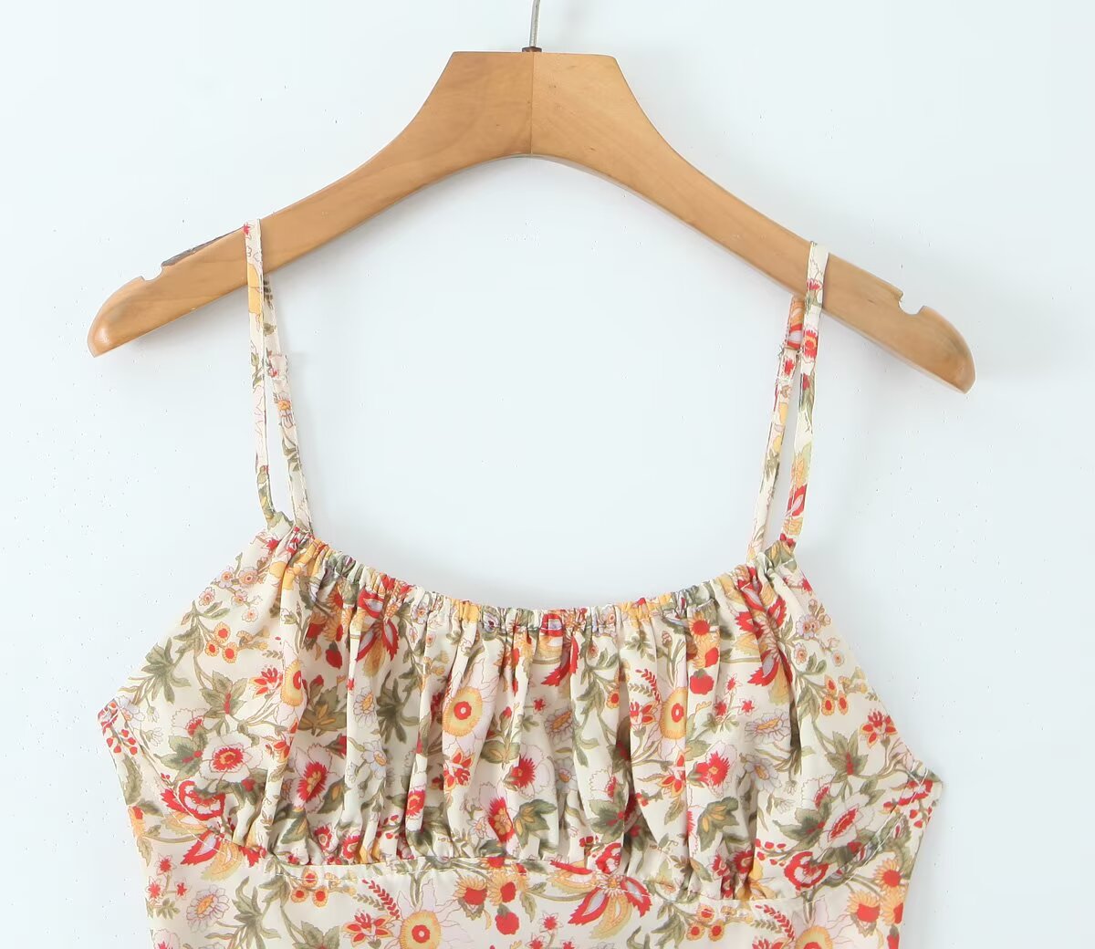 Summer French Romantic Sexy Sweet Floral Design Waist Slimming Sling Dress