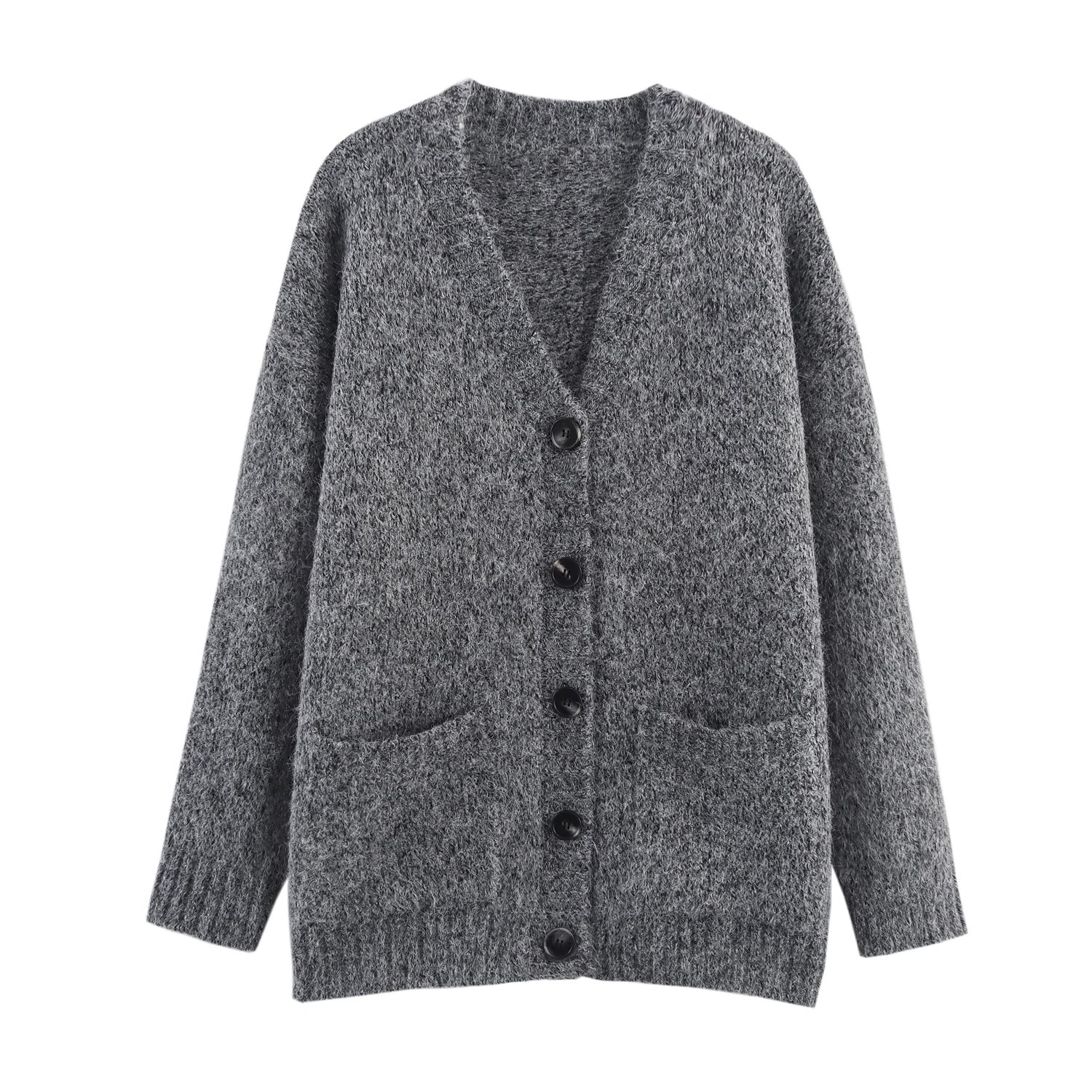 Women Clothing Autumn Lazy Autumn Winter Simplicity V neck Single Breasted Coat