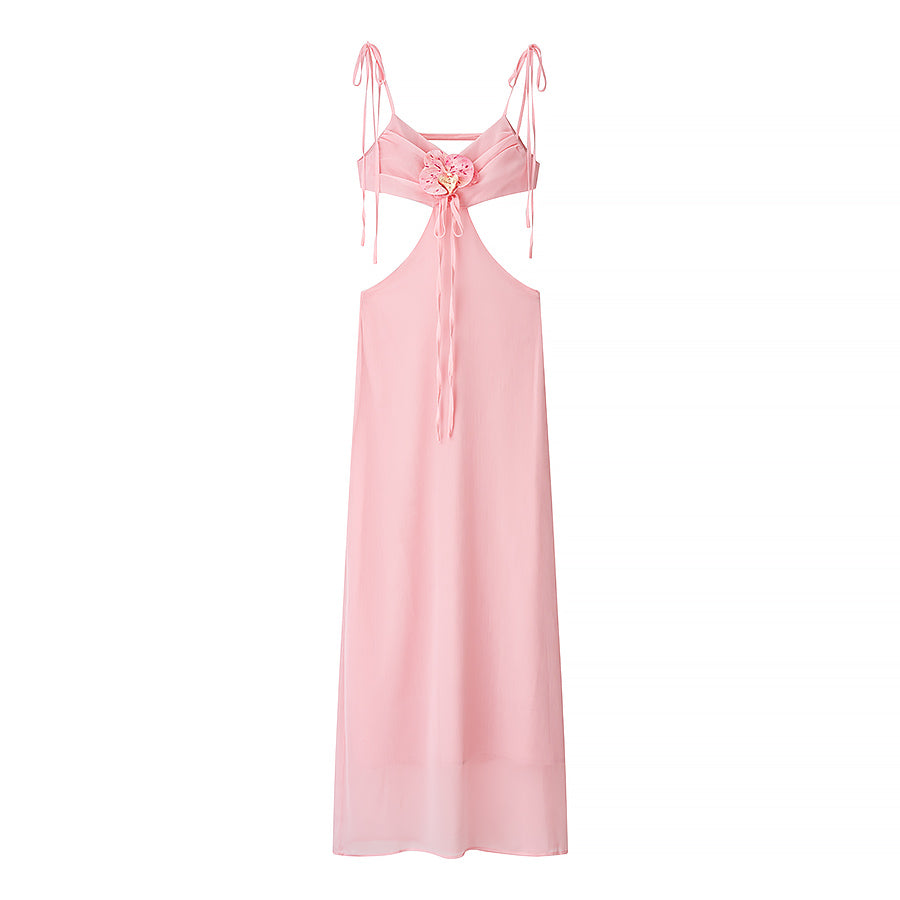 Women Clothing Summer Sexy Floral Decoration Cropped Outfit Sling Dress