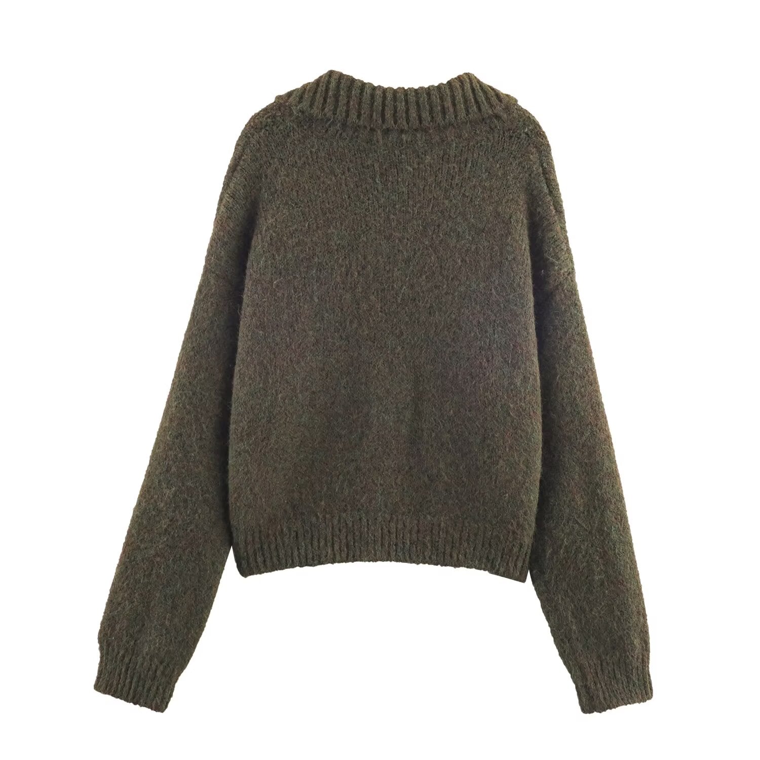 Idle Retro Lapels Jacquard Lace up Knitted Cardigan Autumn Loose Slimming Sweater Coat for Women