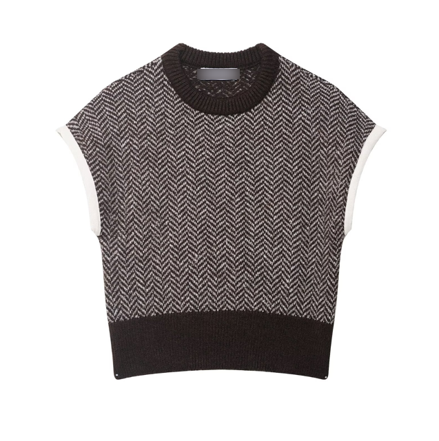 Women Wear Herringbone Knitted Vest Sleeveless Top