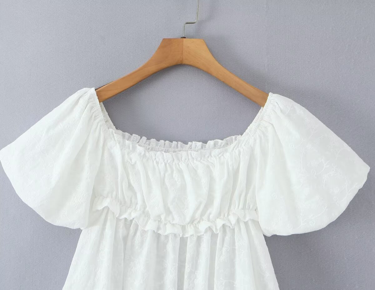 Sweet Puff Sleeve Niche Doll Shirt for Women Spring Autumn All Matching Pullover Loose Top