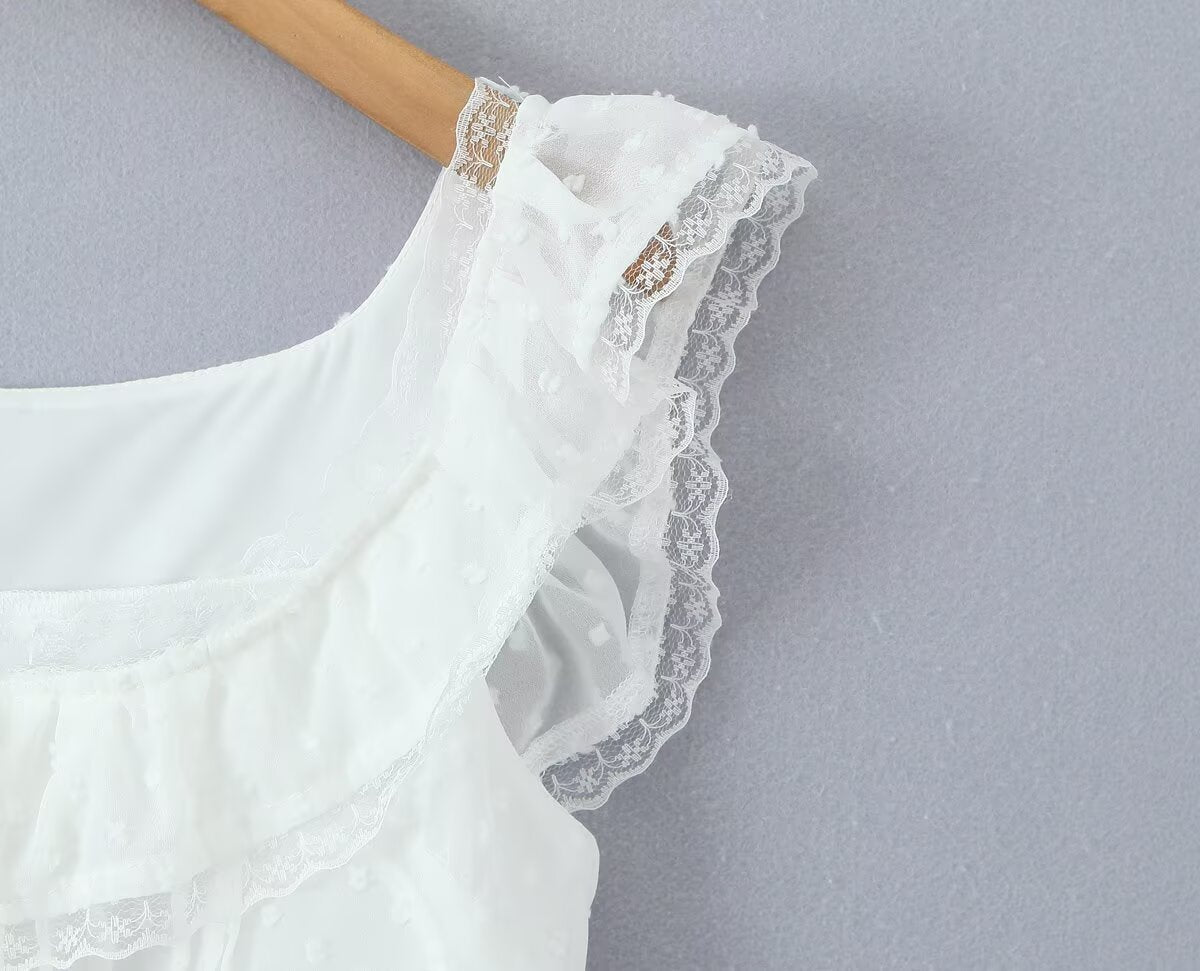 Atmosphere Lace Sleeveless Small Top Niche Lace up Waist Tight Sexy Short Sexy Shirt Vest