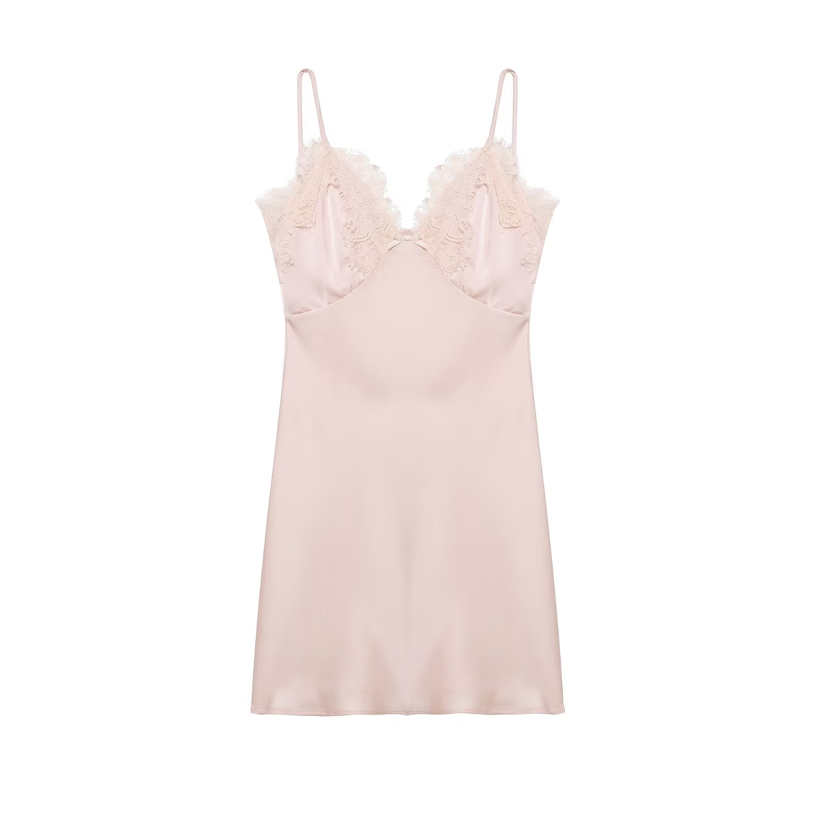 Early Spring Women Clothing Elegant Fashionable Slimming Silk Satin Lace Stitching Cami Dress