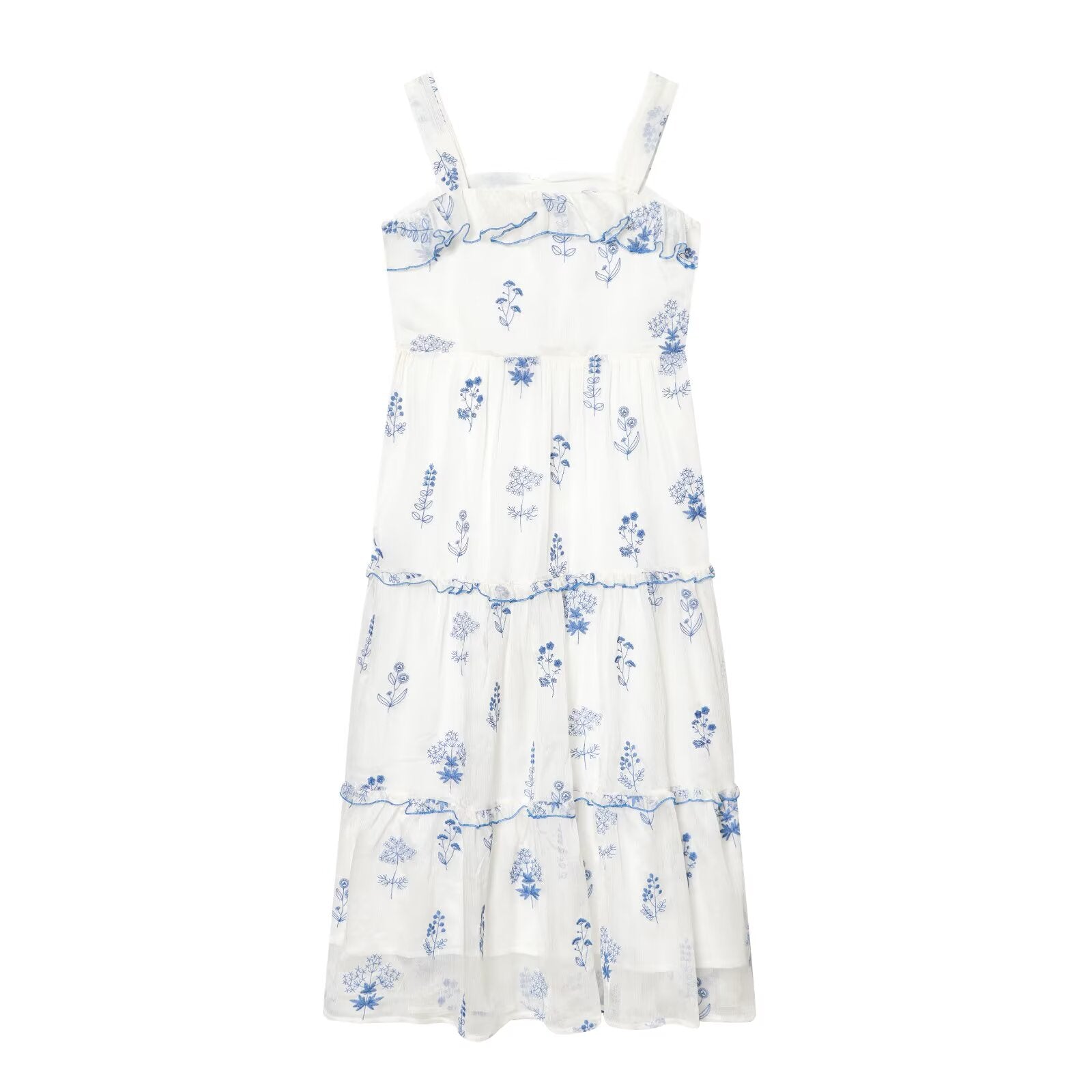 Gentle Sweet Lotus Leaf Lace up Embroidered off the Shoulder Slip Dress Dress Summer Slim Youthful Holiday Midi Dress