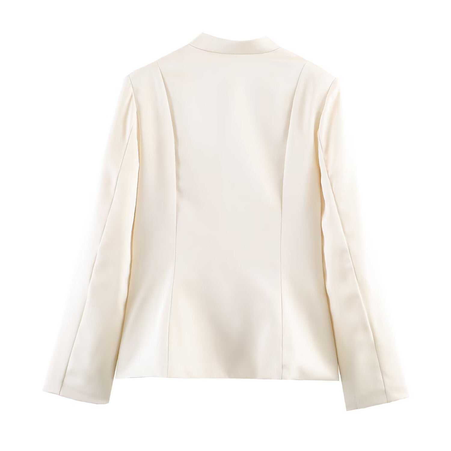 Women Clothing Stand Collar Buckle Satin Jacket Waist Trimming Coat