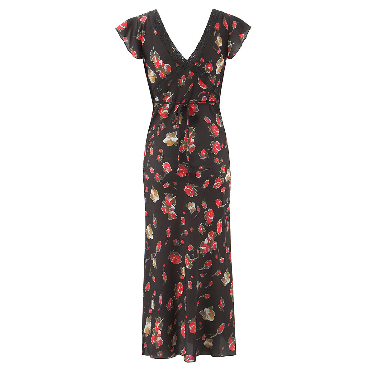 Women Clothing French Elegant Black Floral Dress