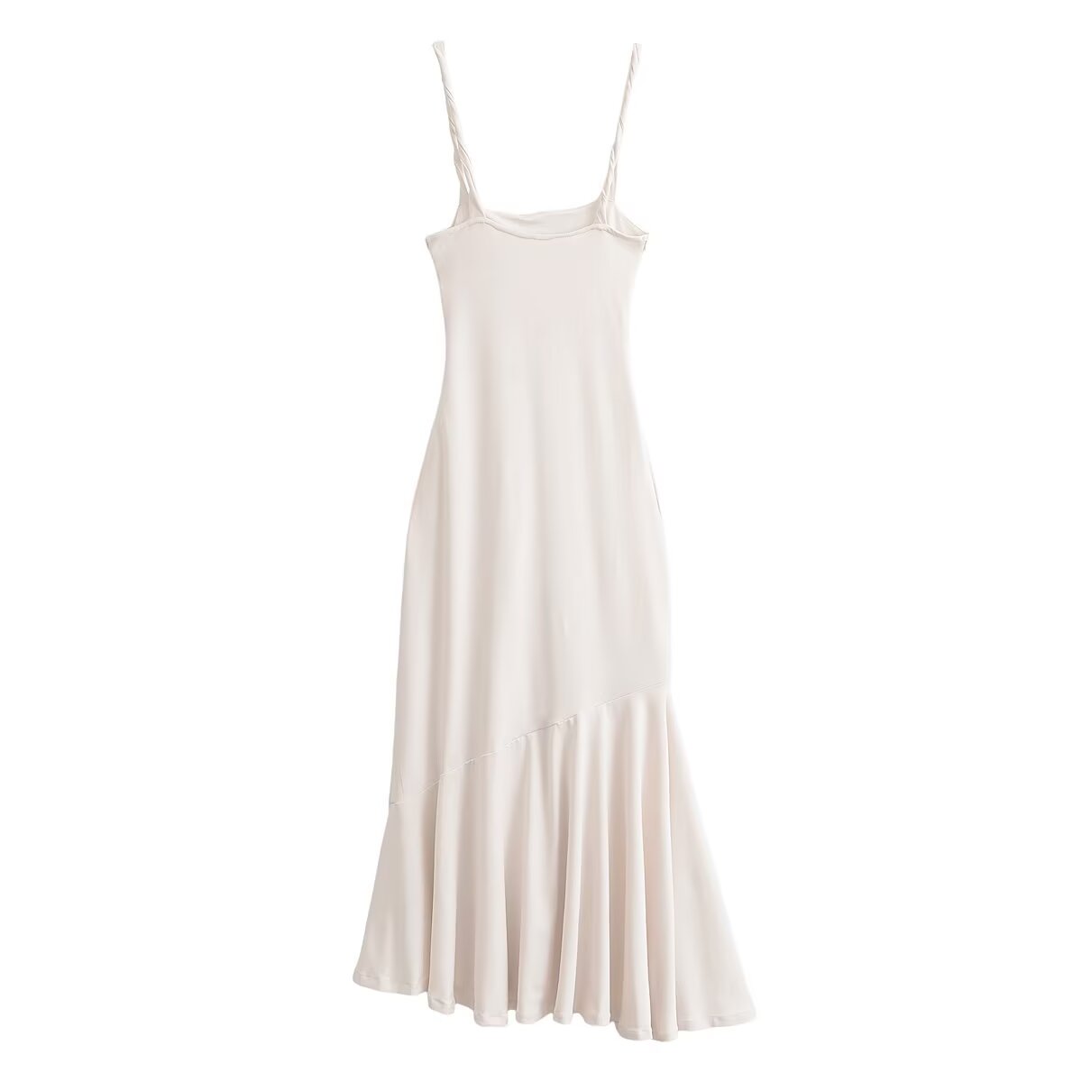Women Clothing Summer Fashionable Asymmetric Pleated Suspender Maxi Dress