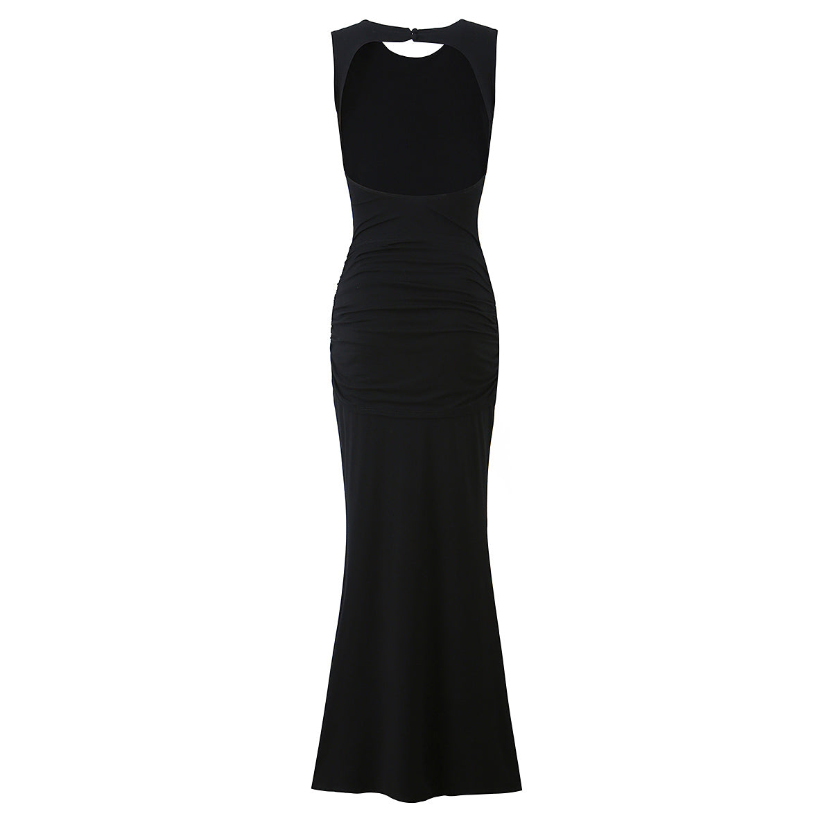 Women Clothing Summer Irregular Asymmetric Slim Fit Ruched round Neck Sleeveless Dress