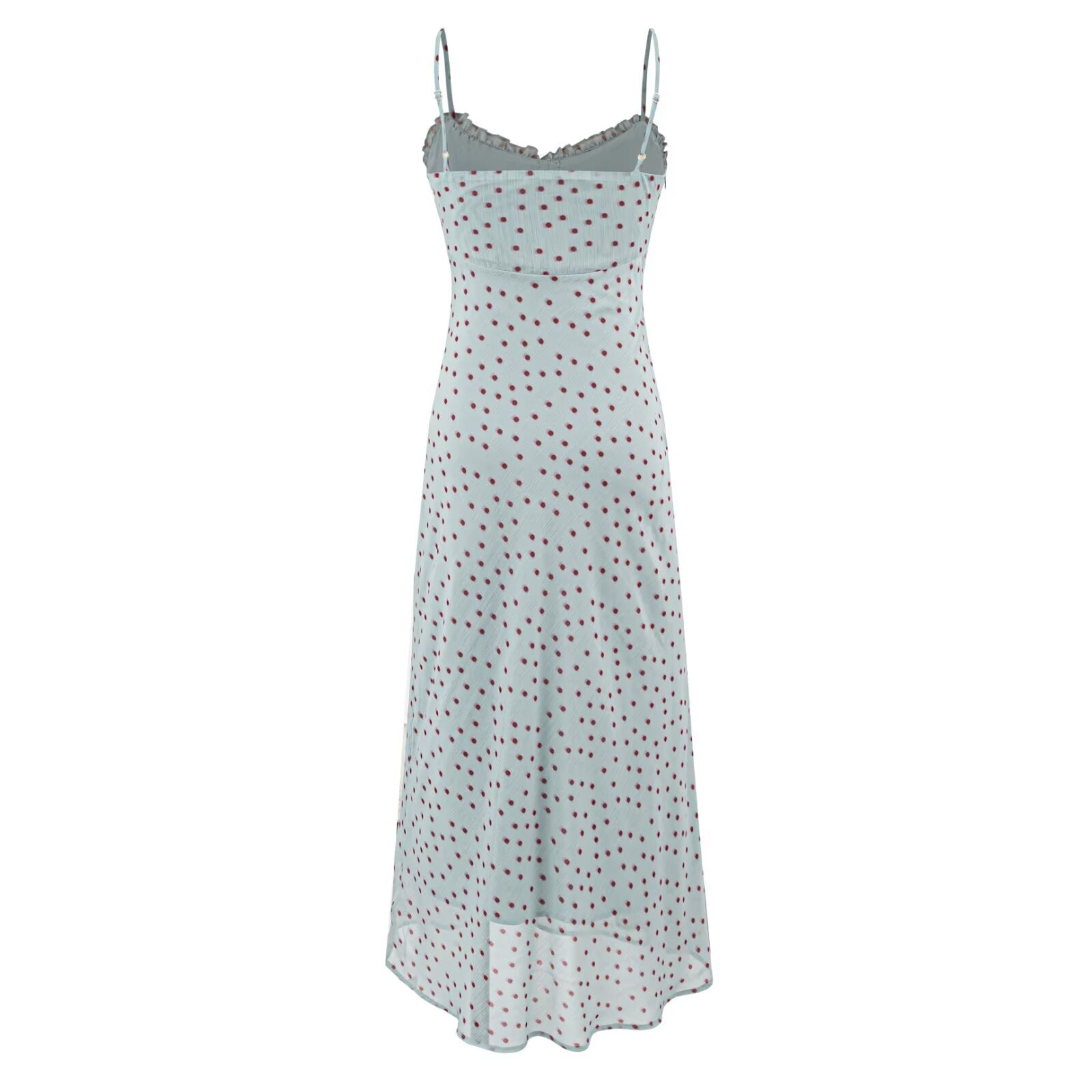 Sexy Vacation Wooden Ear Cami Dress Summer Slim Fit Slimming Retro Polka Dot Maxi Dress