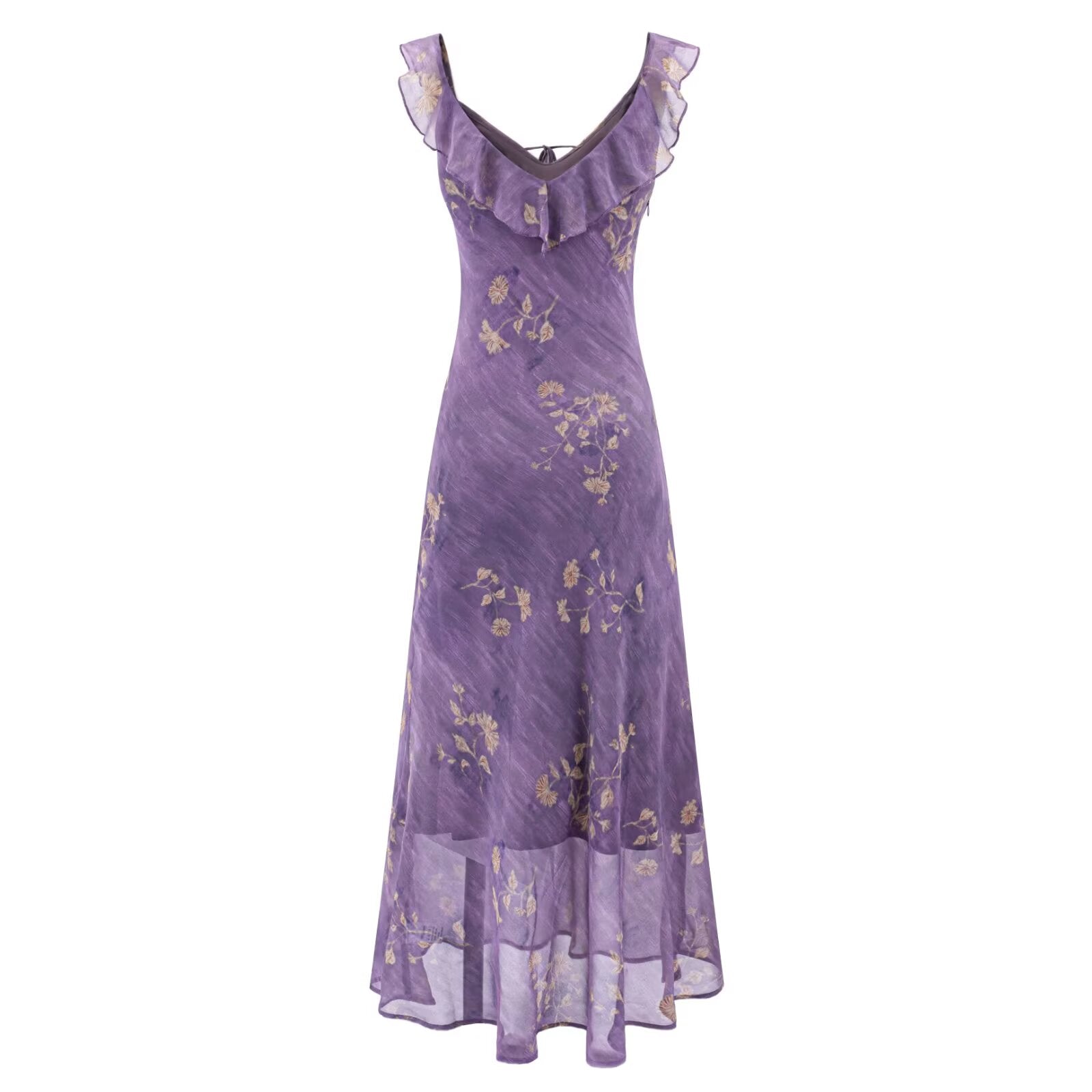 Summer Gentle Extremely Beautiful Printed Ruffled Collar Vacation Slim Slimming Dress