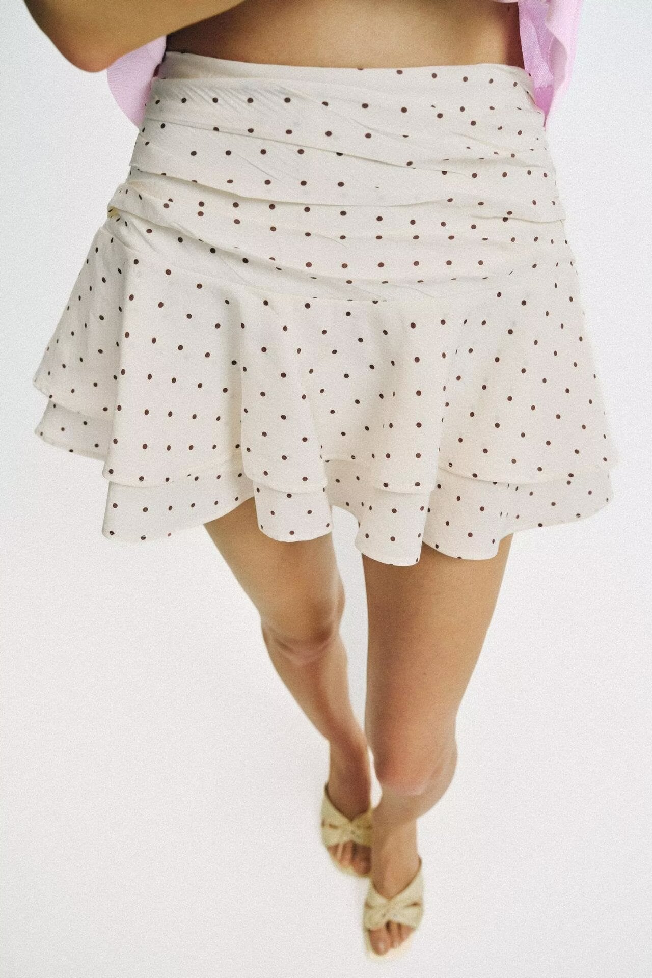 Women Clothing Summer Girl Sweet Polka Dot Laminated Decoration Culottes