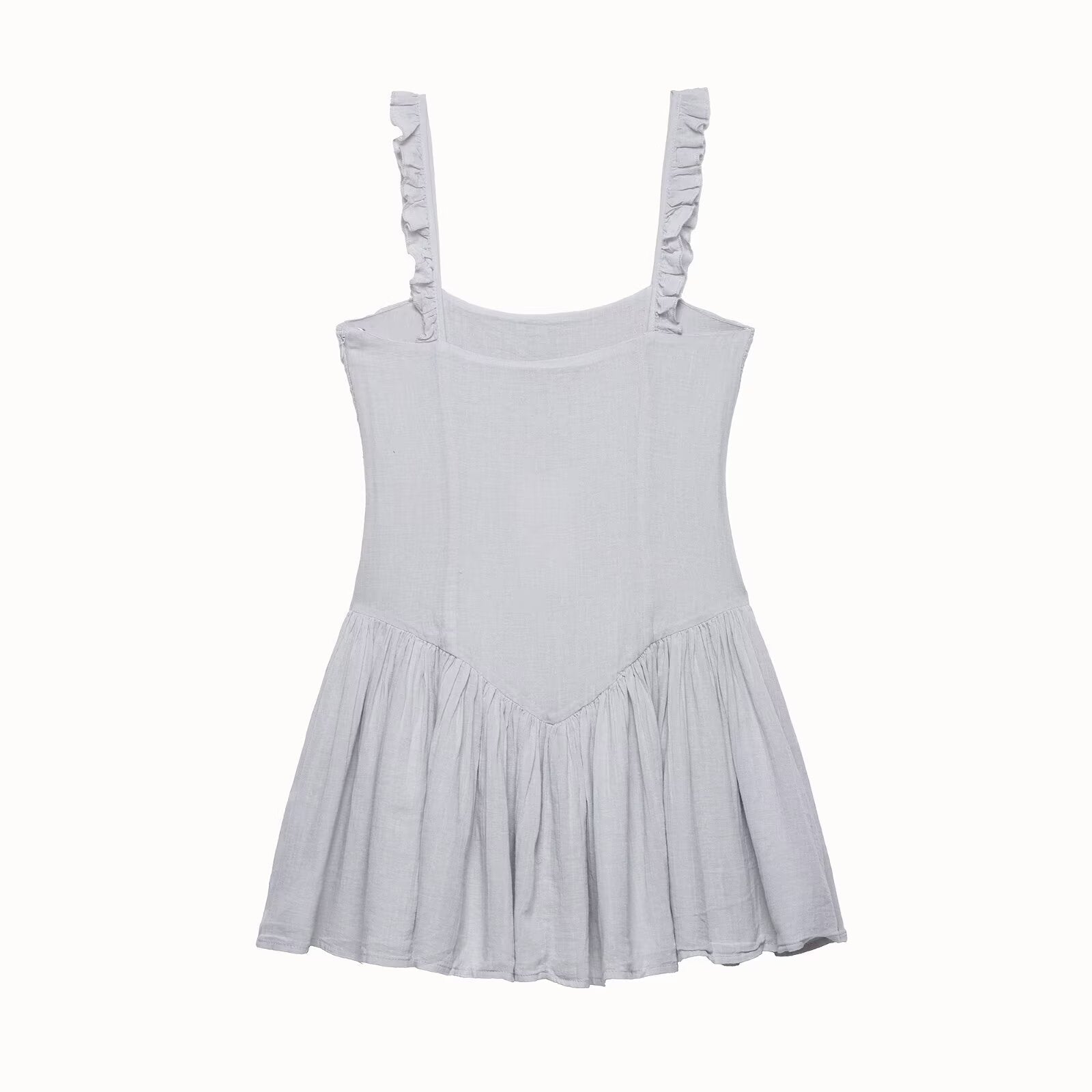 Women Clothing Summer Casual Chic Fluffy Embroidered Strap Short Dress
