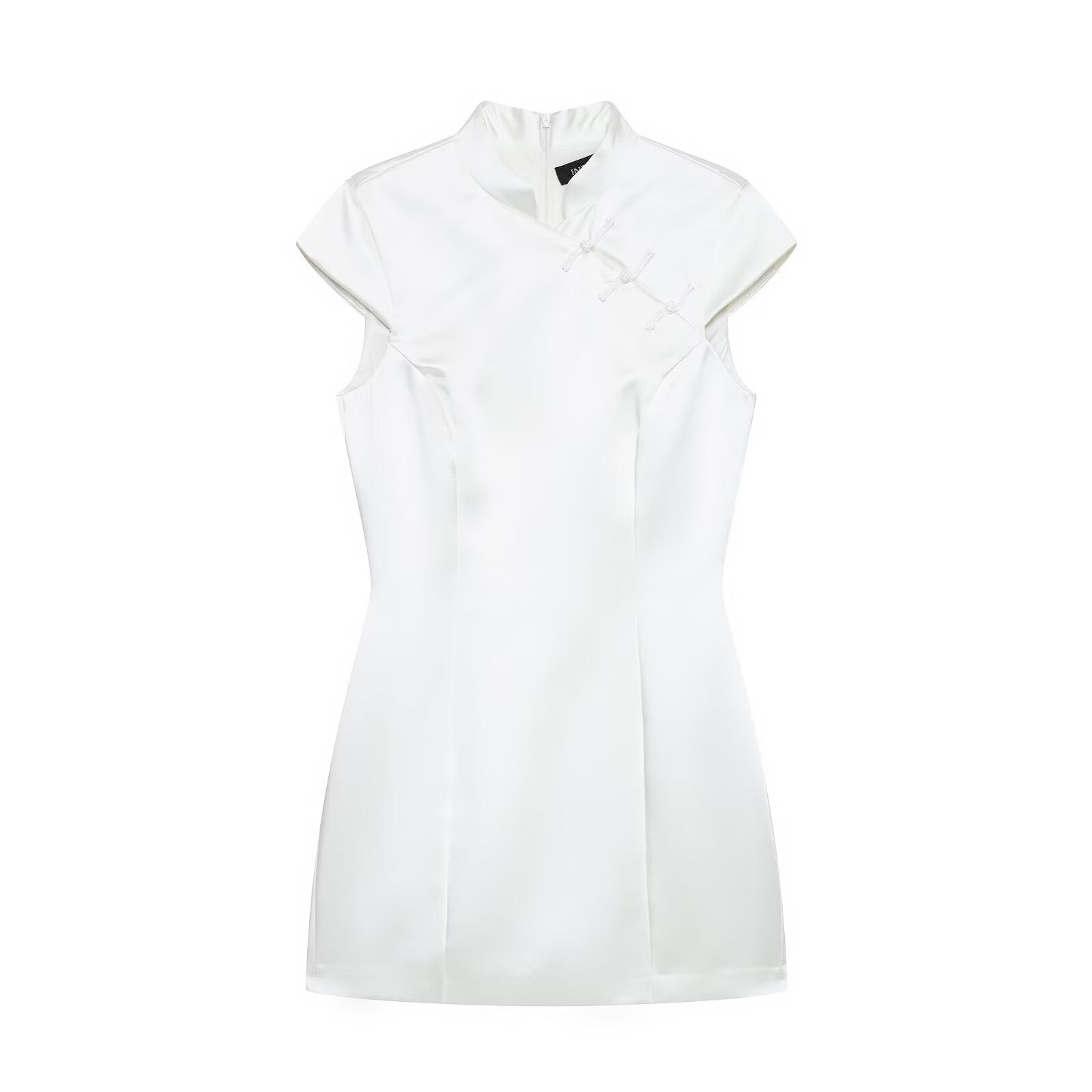 Women Silk Satin String Button Mini Dress Women