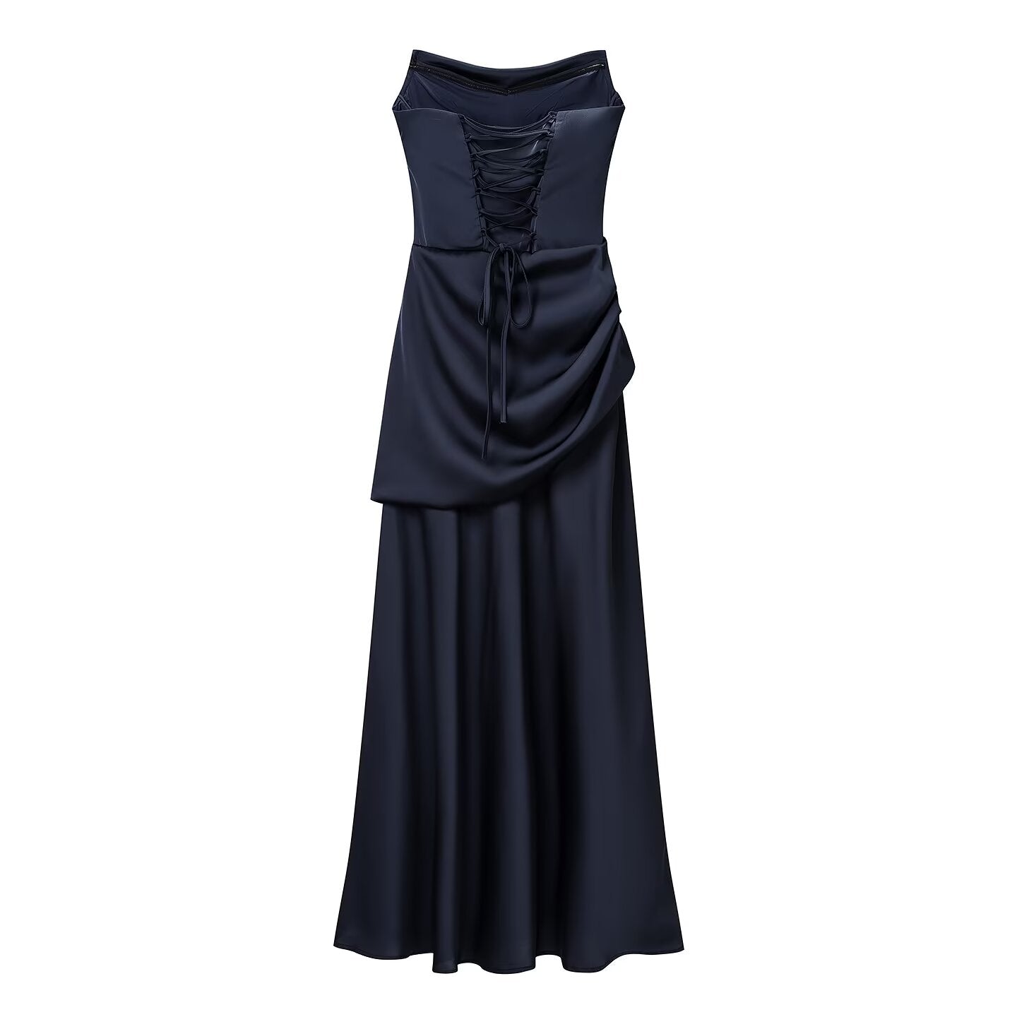 Summer Women Clothing Pleated Elegant Sleeveless Slim Fit Evening Dress Ribbon Tube Top Dress