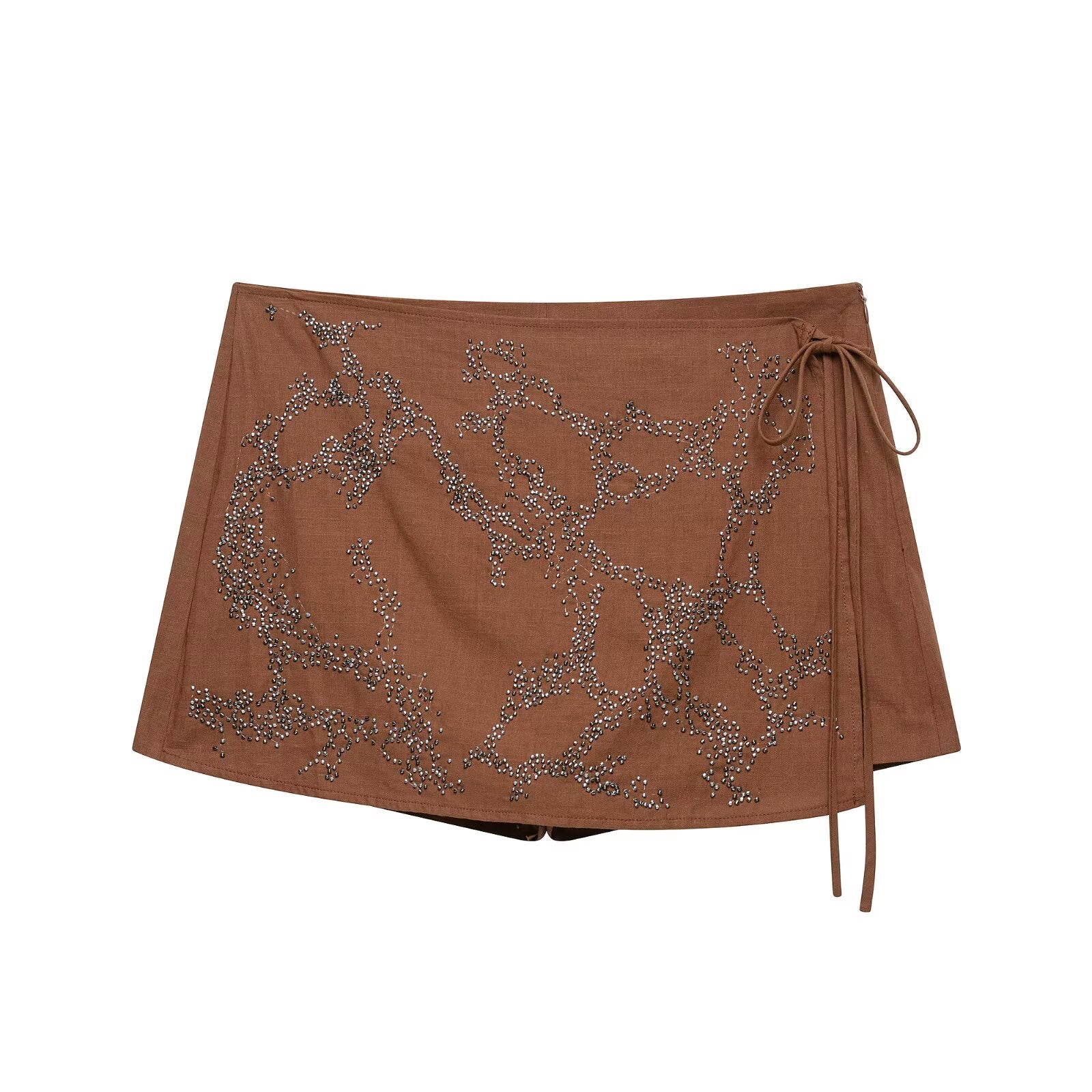 Women Clothing Summer Beaded Bowknot Decoration Culottes Skirt