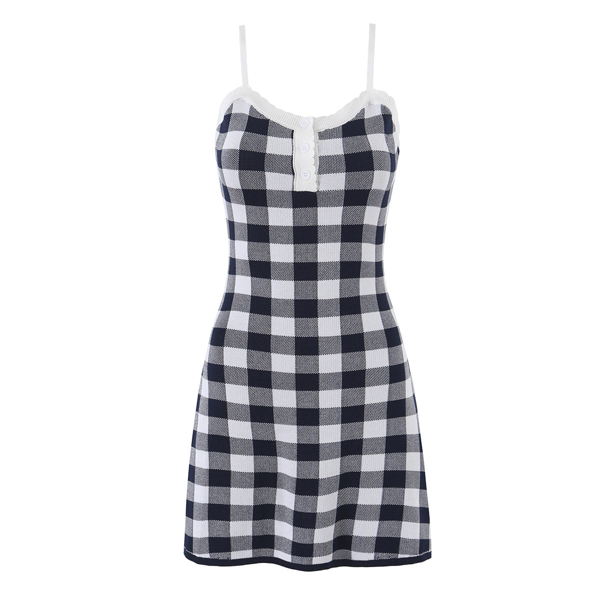 Summer Wind Women Plaid Contrast Color Knitwear Dress