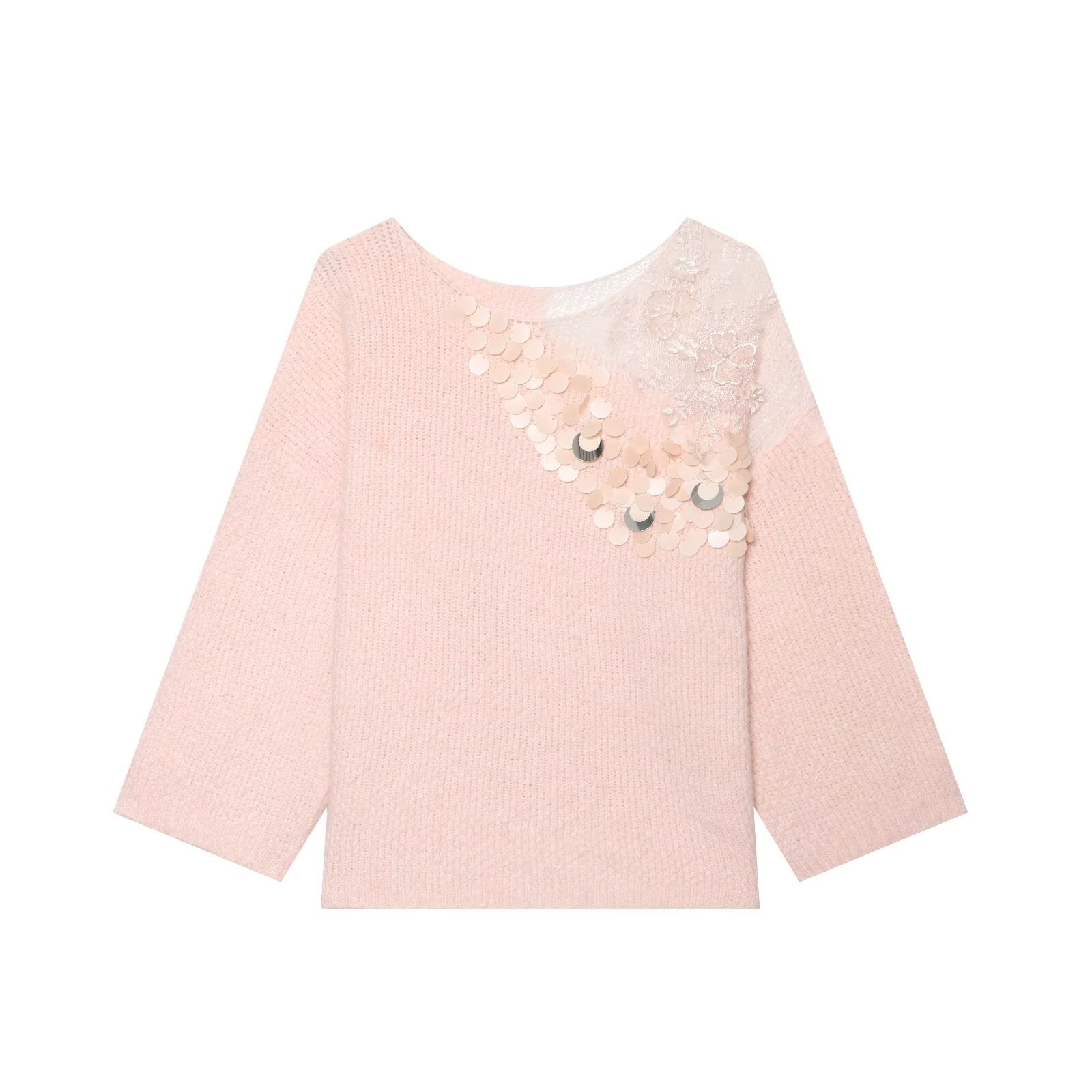 Women Clothing Summer French Gentle Handmade Sequin Accessories Sweater