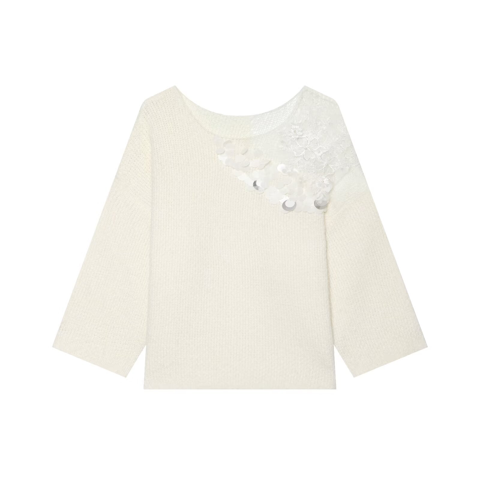 Women Clothing Summer French Gentle Handmade Sequin Accessories Sweater