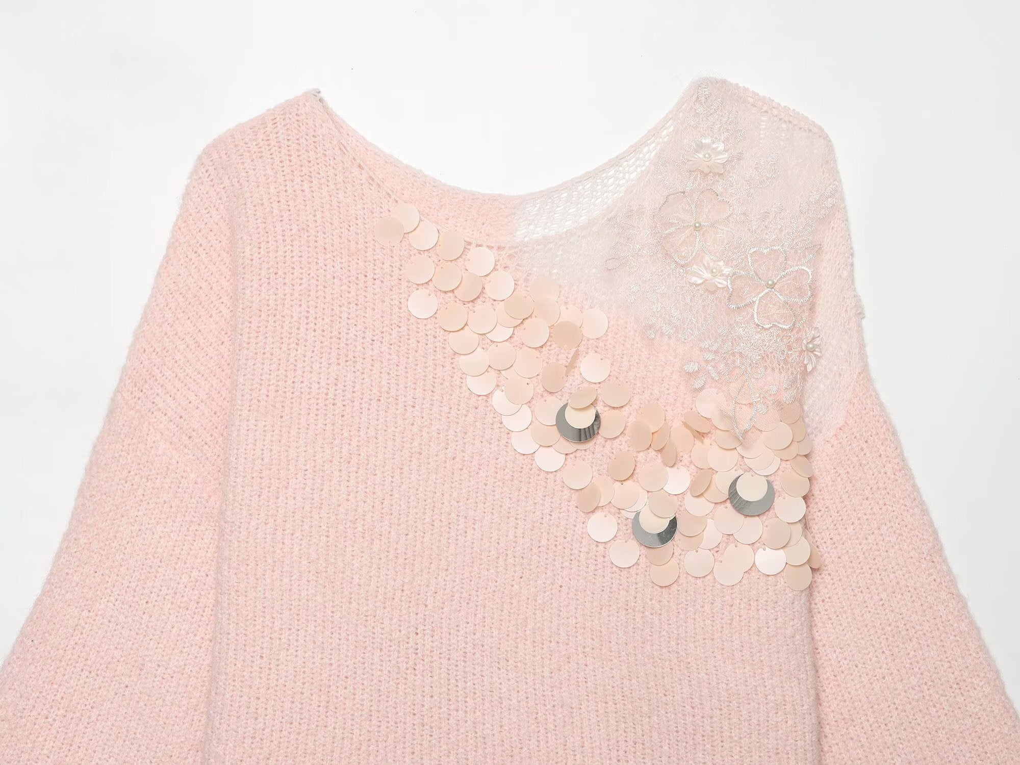 Women Clothing Summer French Gentle Handmade Sequin Accessories Sweater
