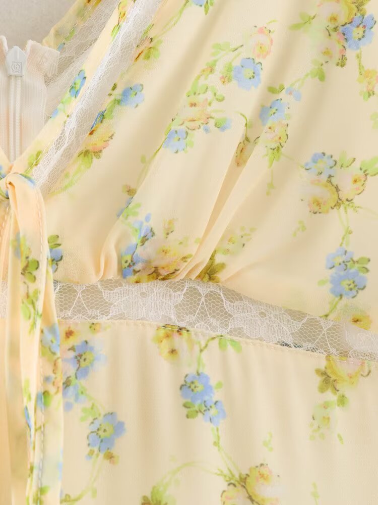 Women Clothing French Floral Lace Slim Fit Long Hip Dress