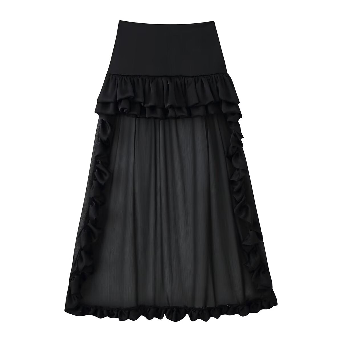 Women Clothing Summer Multi Layer Ruffled Long Trailing Skirt