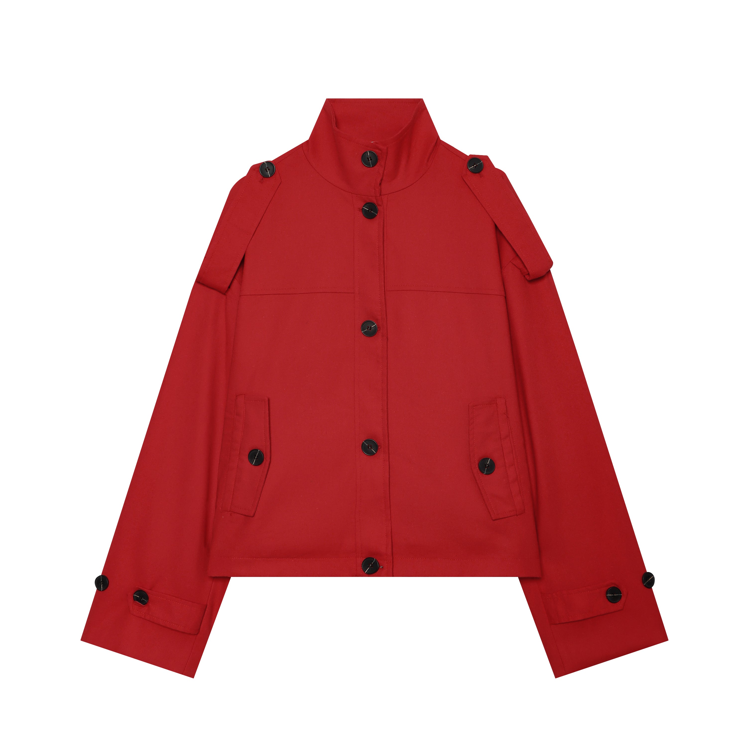 Women Clothing Simple Loose Single Breasted Casual Long Sleeve Stand Collar Coat
