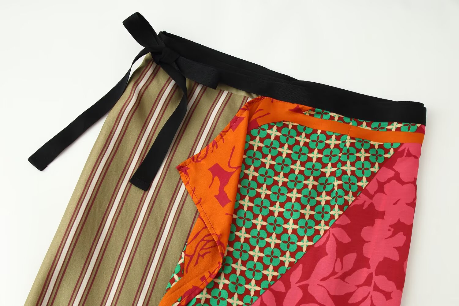 Women Clothing Summer All Match Printed Wrapping Towel Bowknot Decoration Skirt