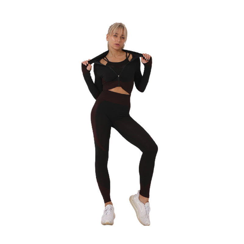 2-Piece Seamless Zip-Up Yoga Set – Workout Sets for Women